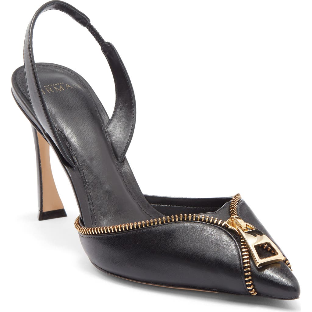 Alexandre Birman Zoe Zipper Pointed Toe Pump In Black