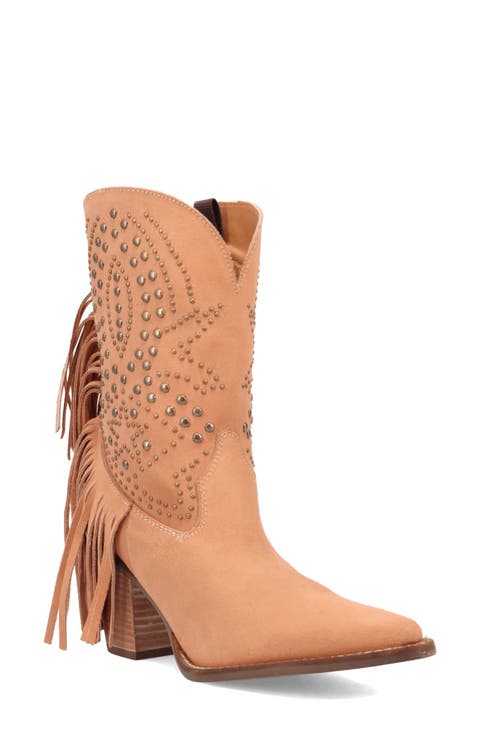Star Power Fringe & Stud Western Boot (Women) (Narrow Calf)