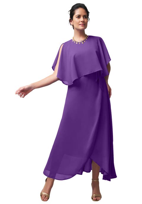 Georgette Maxi Cape Sleeve Dress (Plus)