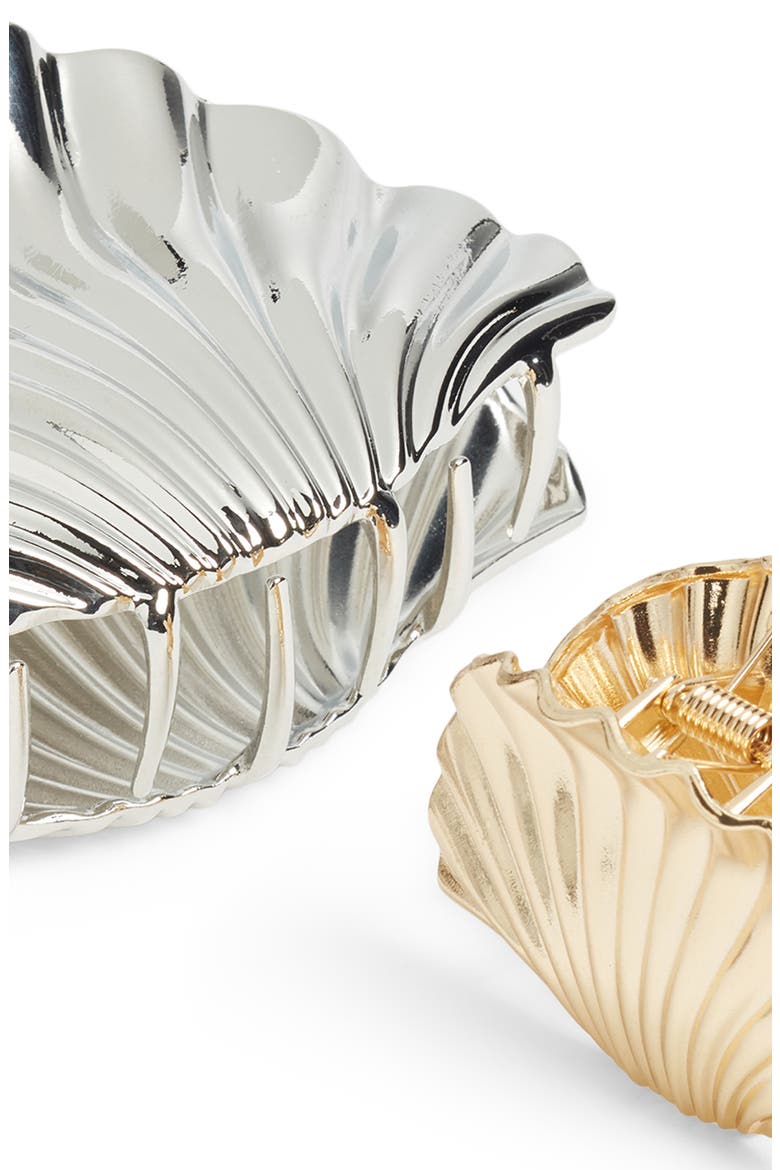 Assorted 2-Pack Shell Claw Clips, Alternate, color, GOLD- SILVER
