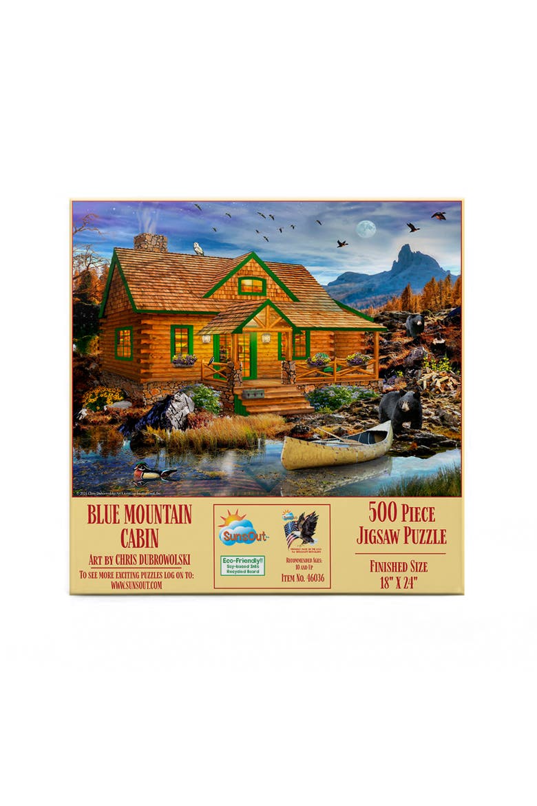 Blue Mountain Cabin 500 piece Jigsaw Puzzle for Adults, Alternate, color, Multicolor