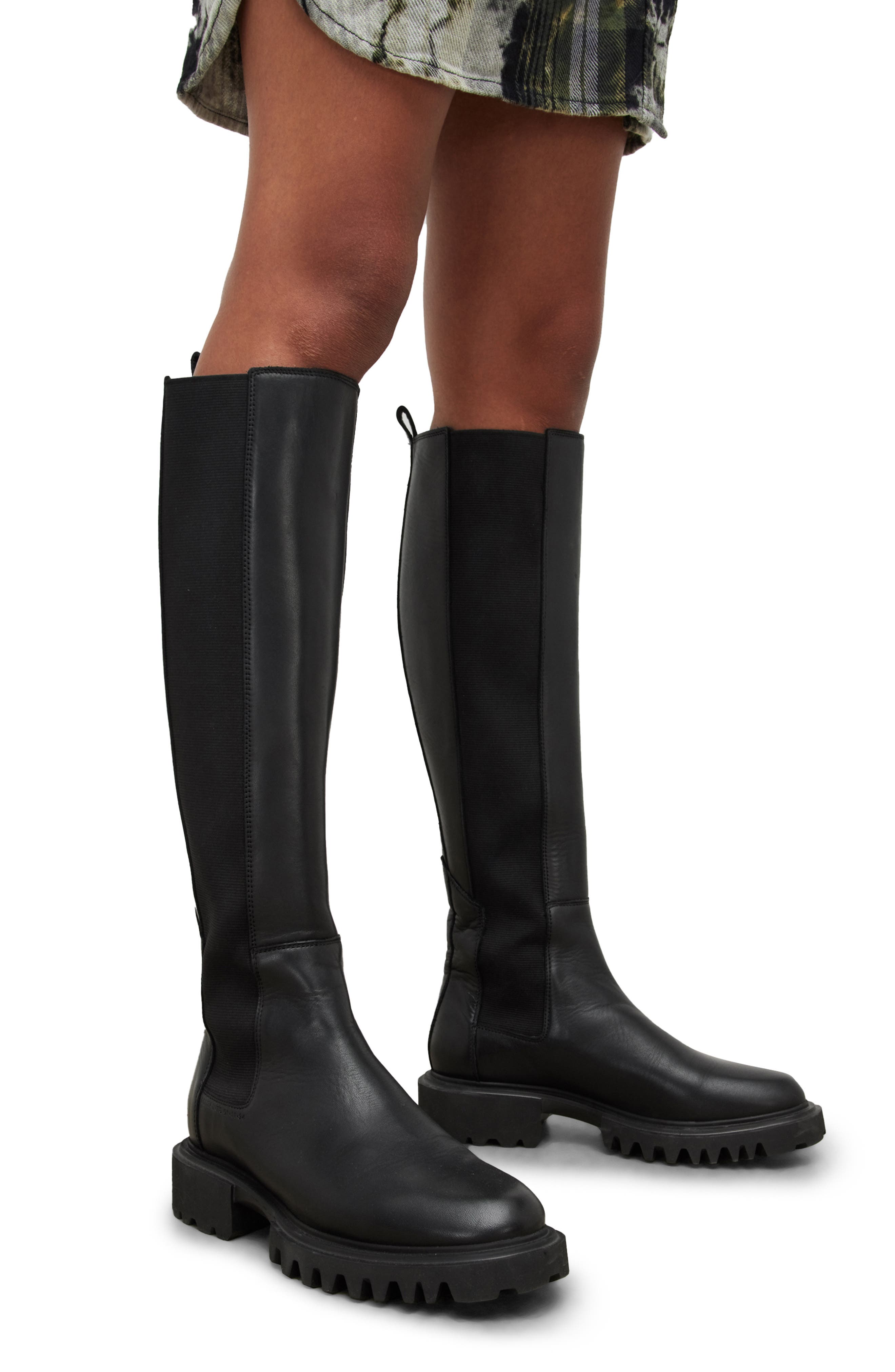 AllSaints Maeve Knee High Boot, Alternate, color, Black