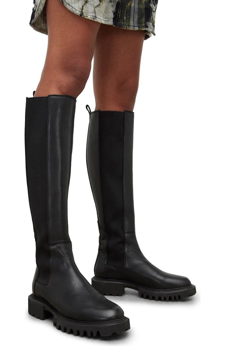 AllSaints Maeve Knee High Boot, Alternate, color, Black