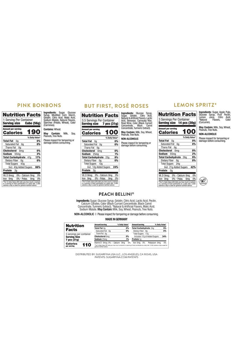 sugarfina Garden Party 3-Piece Candy Bento Box & Peach Bellini Celebration Bottle Set, Alternate, color, 