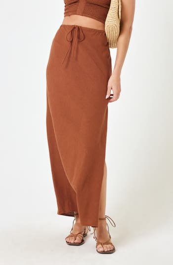 L*space Lspace Summer Feels Drawstring Waist Skirt In Brown