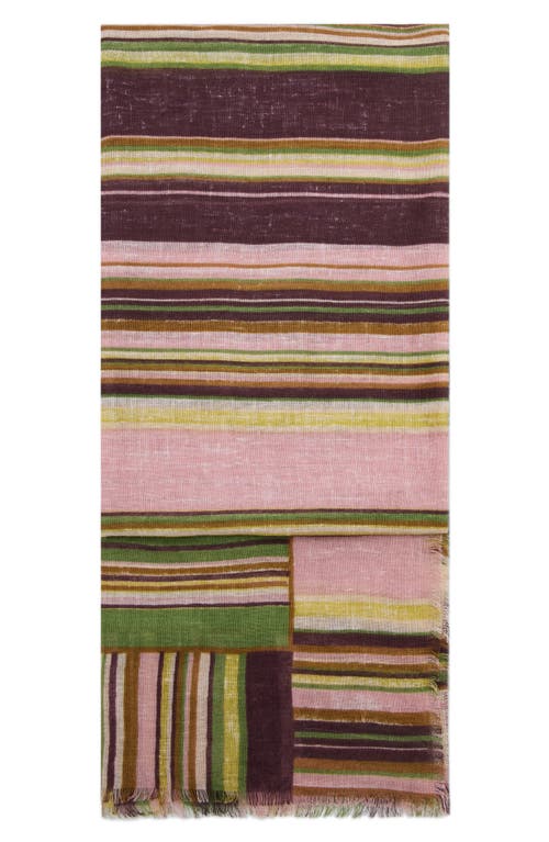 Mango Striped Linen Blend Scarf In Pink