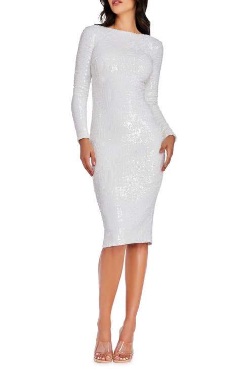 Emery Long Sleeve Sequin Cocktail Midi Dress