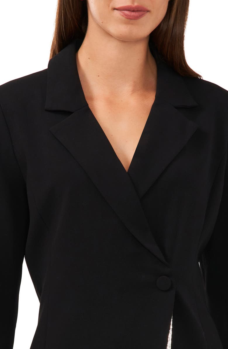 Halogen<sup>®</sup> Rhinestone Trim Peekaboo Long Sleeve Blazer Minidress, Alternate, color,