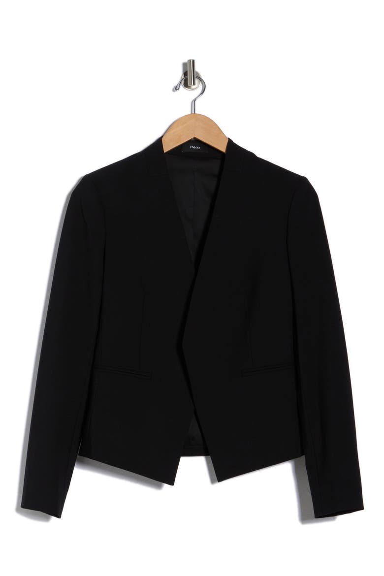 Lanai Open Front Stretch Wool Blazer, Alternate, color, BLACK