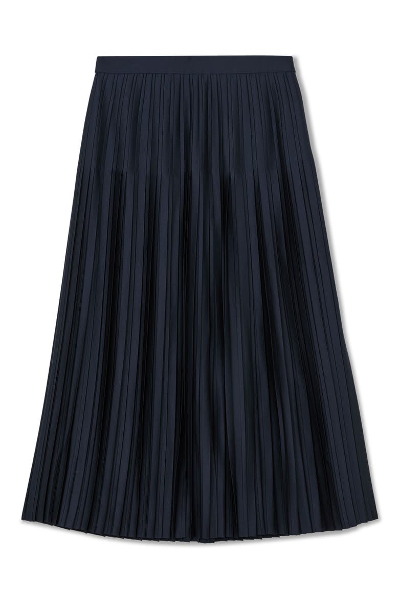 Savannah Pleated Midi Skirt, Alternate, color, NAVY