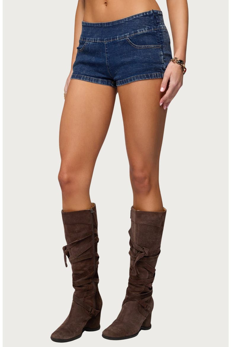 Zaida Stretchy Denim Micro Shorts, Alternate, color, BLUE