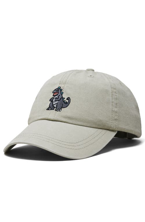 Dalix Giant Lizard Embroidered Dad Hat In Washed Stone White