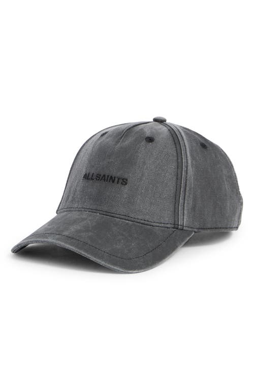 Allsaints Embroidered Logo Baseball Cap In Gray