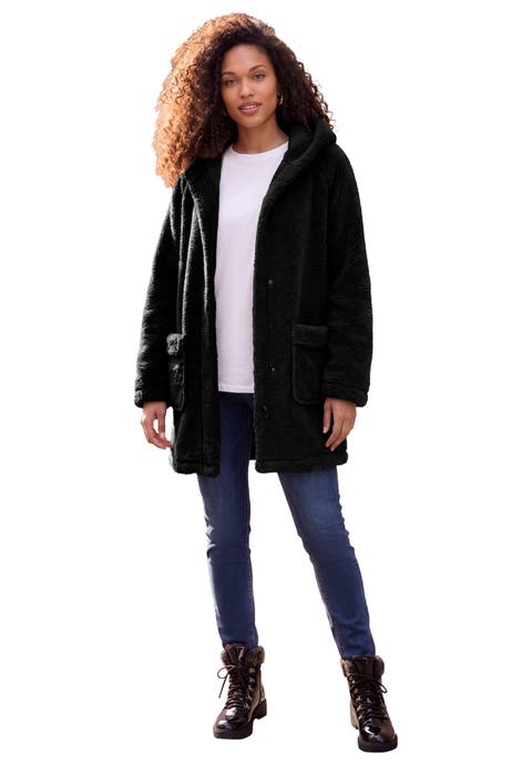 Plus Size Hooded Teddy Fleece Coat (plus)