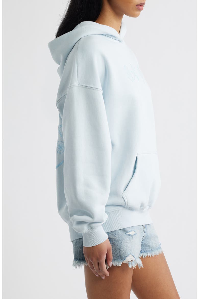 Embroidered Seashell Cotton Blend Hoodie, Alternate, color, LIGHT BLUE