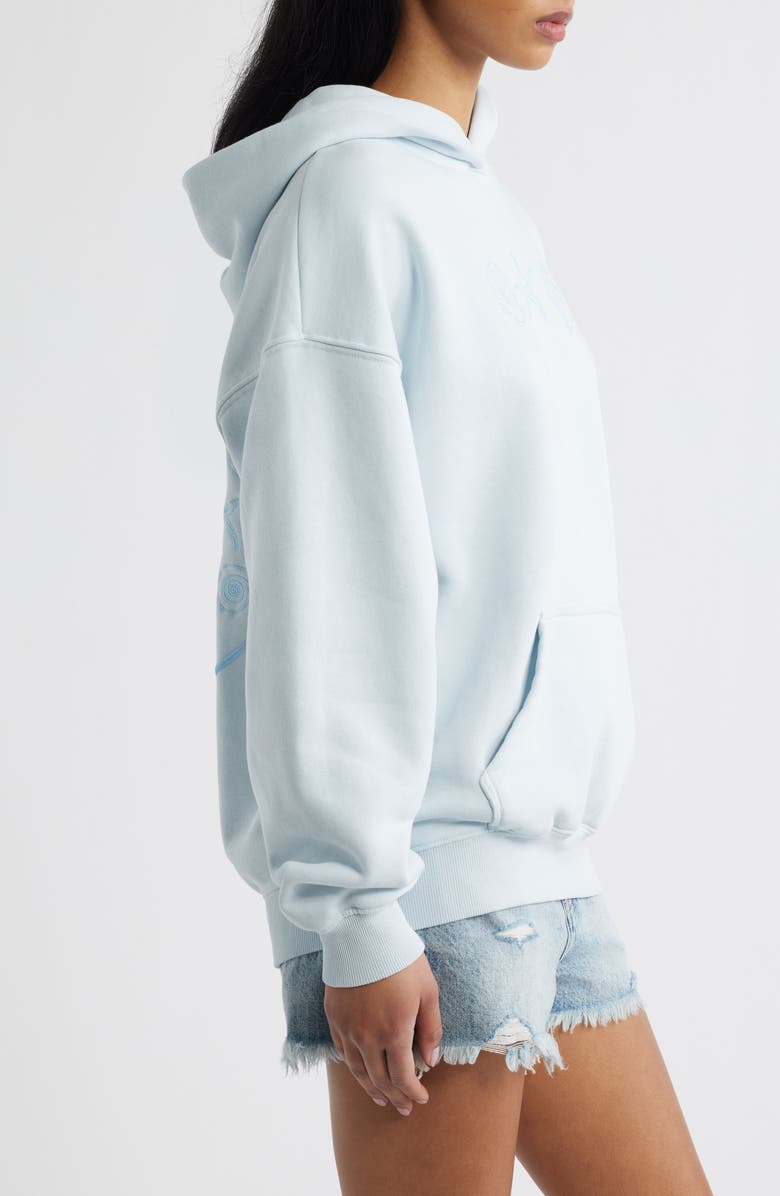 PacSun Embroidered Seashell Cotton Blend Hoodie, Alternate, color, Light Blue