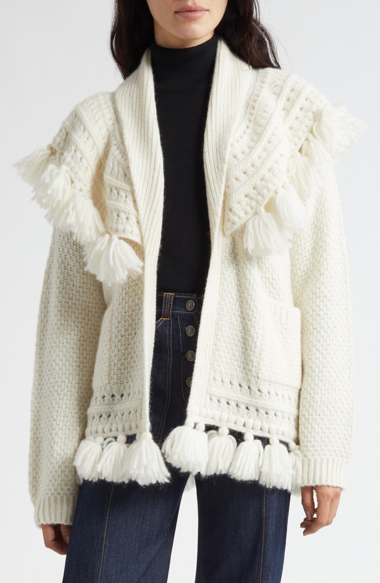 Cinq à Sept Asmi Belted Cardigan, Alternate, color, Ivory