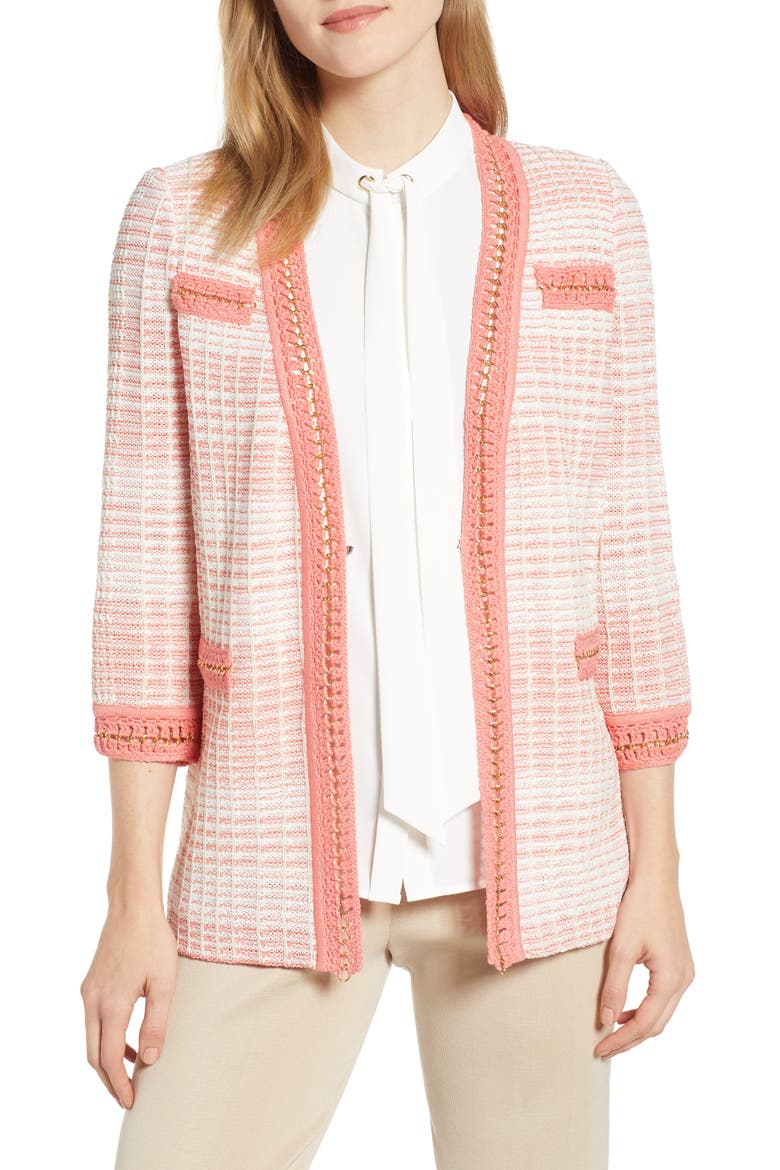Stripe Knit Jacket, Main, color, PLUMERIA/ MAGNOLIA/ WHITE