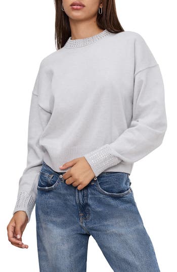 GOOD AMERICAN GOOD AMERICAN CRYSTAL CREWNECK SWEATER