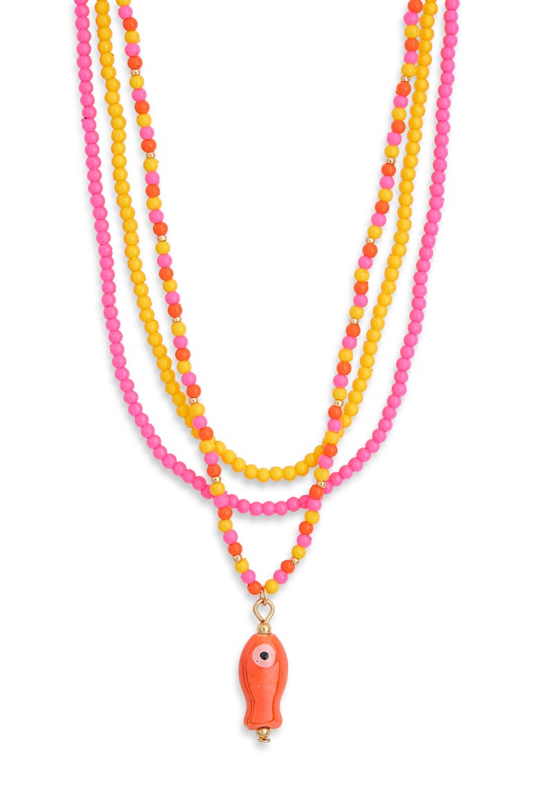 3-Pack Assorted Beaded Necklaces, Main, color, YELLOW MULTI- GOLD