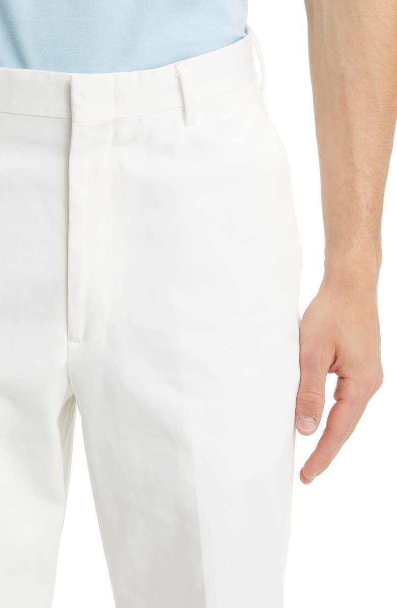 Berle Flat Front Classic Fit Cotton Dress Pants, Alternate, color, White