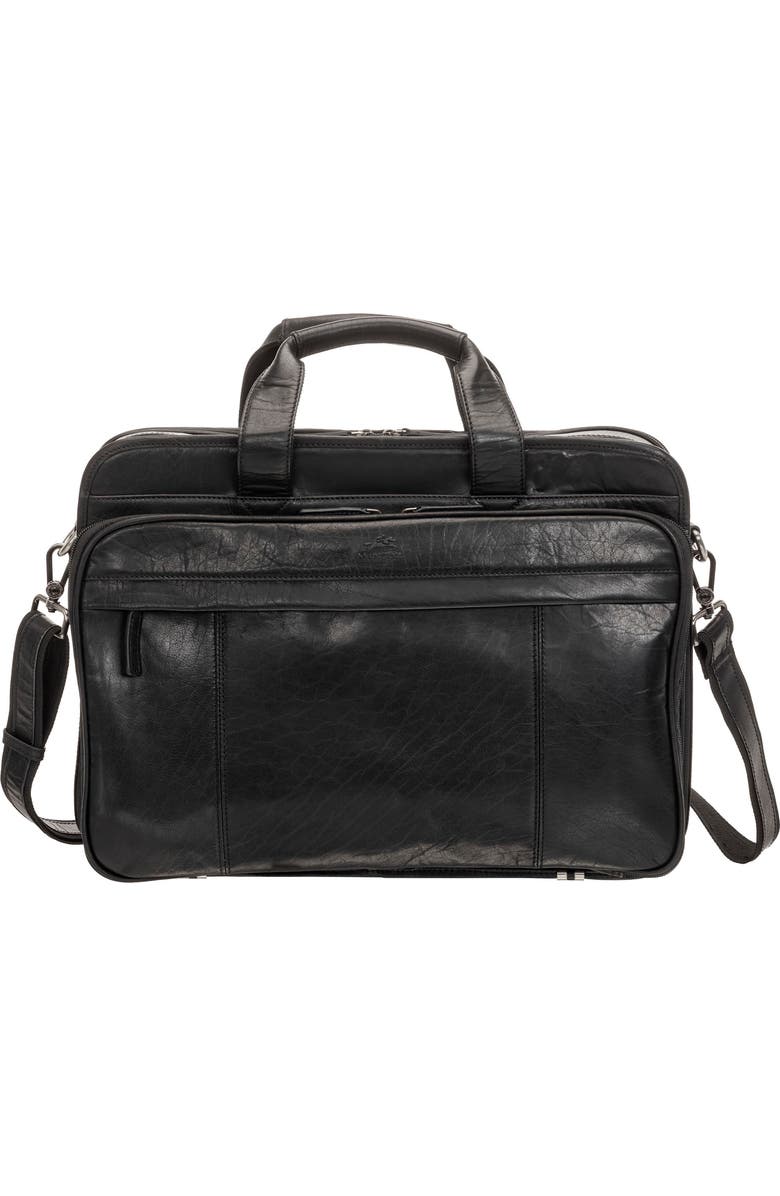 Mancini Double Compartment Leather Briefcase, Alternate, color, Black