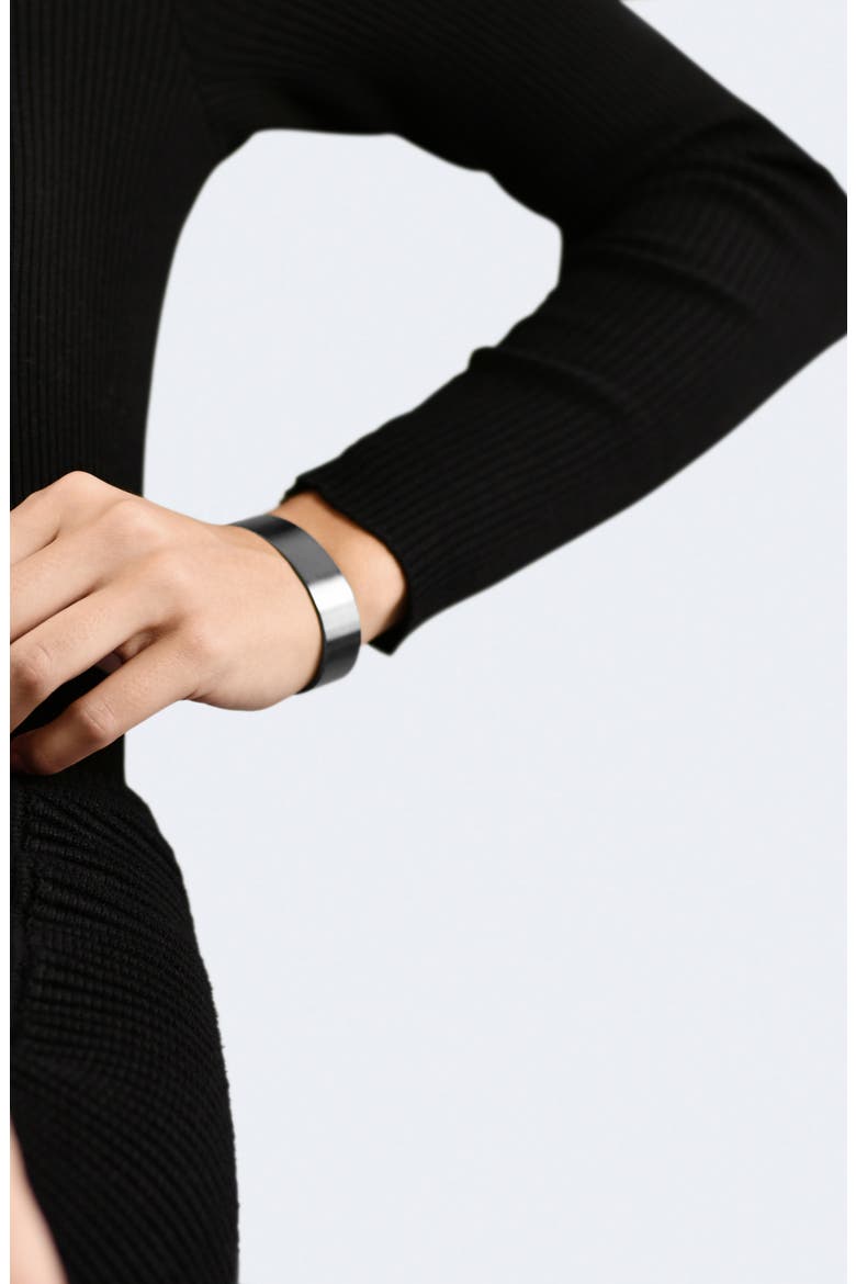 Men's 41G Brushed Sterling Silver Ribbon Cuff Bracelet, Alternate, color, BLACK SILVER
