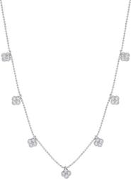 SUZY LEVIAN Cubic Zirconia Pavé Clover Station Necklace