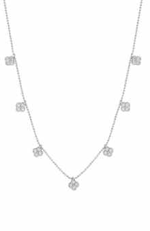 SUZY LEVIAN Cubic Zirconia Pavé Clover Station Necklace
