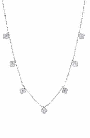 Cubic Zirconia Pavé Clover Station Necklace
