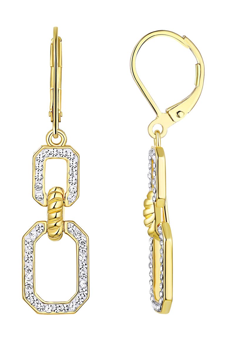 Paper Clip Crystal Drop Earrings, Main, color, GOLD