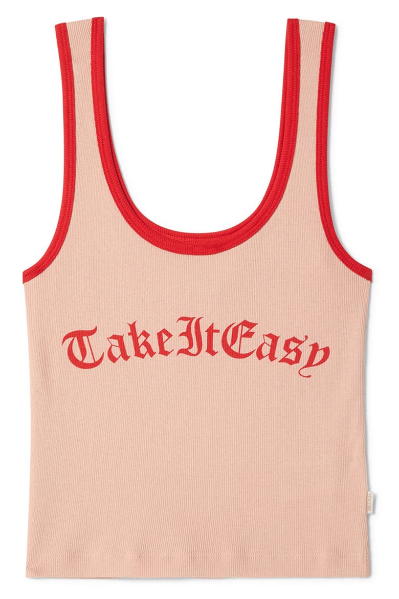 Take it Easy Ringer Organic Cotton Tank, Alternate, color, SILVER PINK