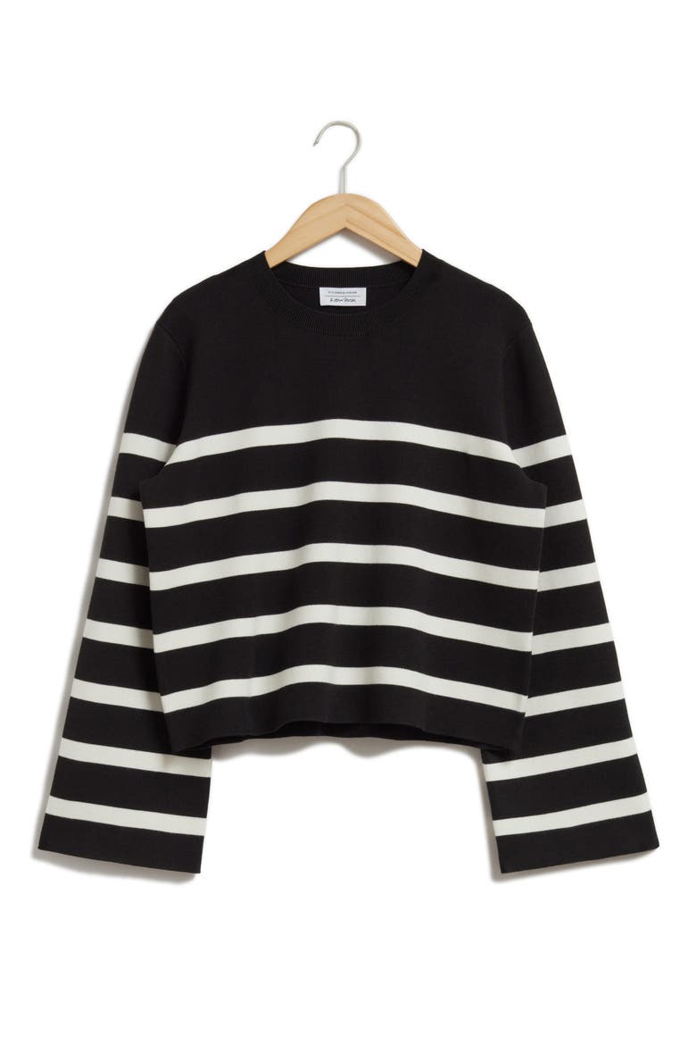Stripe Crewneck Sweater, Main, color, BLACK STRIPE