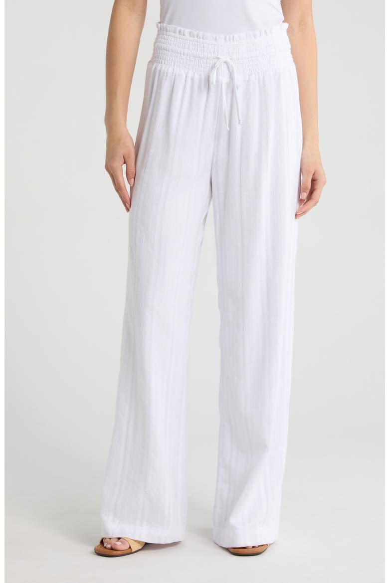 Meadow Embroidered Cotton Drawstring Pants, Main, color, WHITE