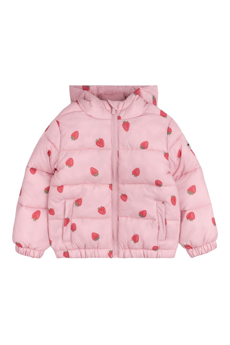 Print Water Resistant Hooded Quilted Jacket, Main, color, PINK