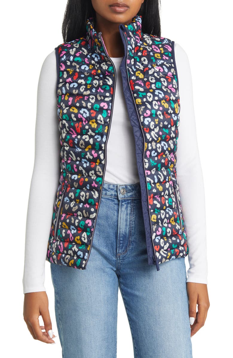 Joules Women's Animal Print Water Resistant Puffer Vest, Main, color,