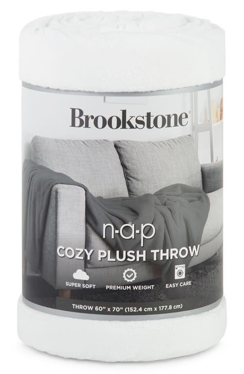 Brookstone Nap Plush Throw Blanket In White