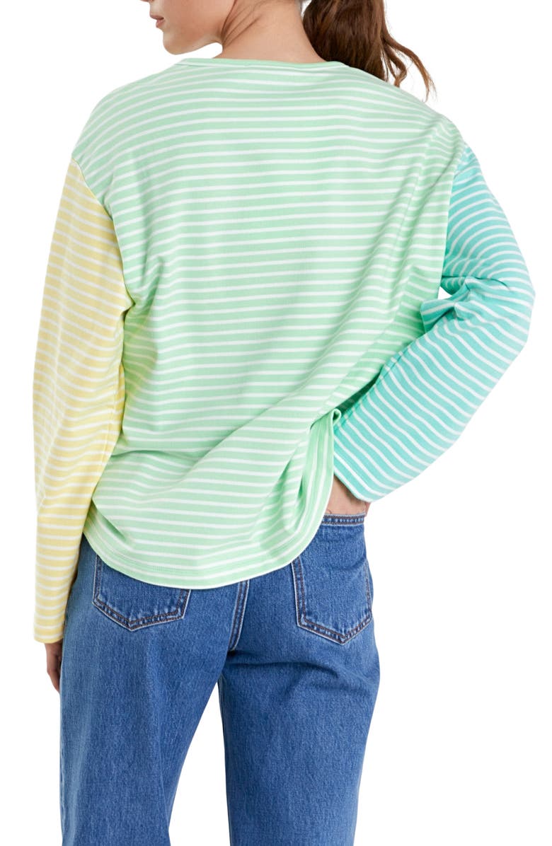 English Factory Colorblock Stripe Long Sleeve Stretch Cotton Top, Alternate, color, 