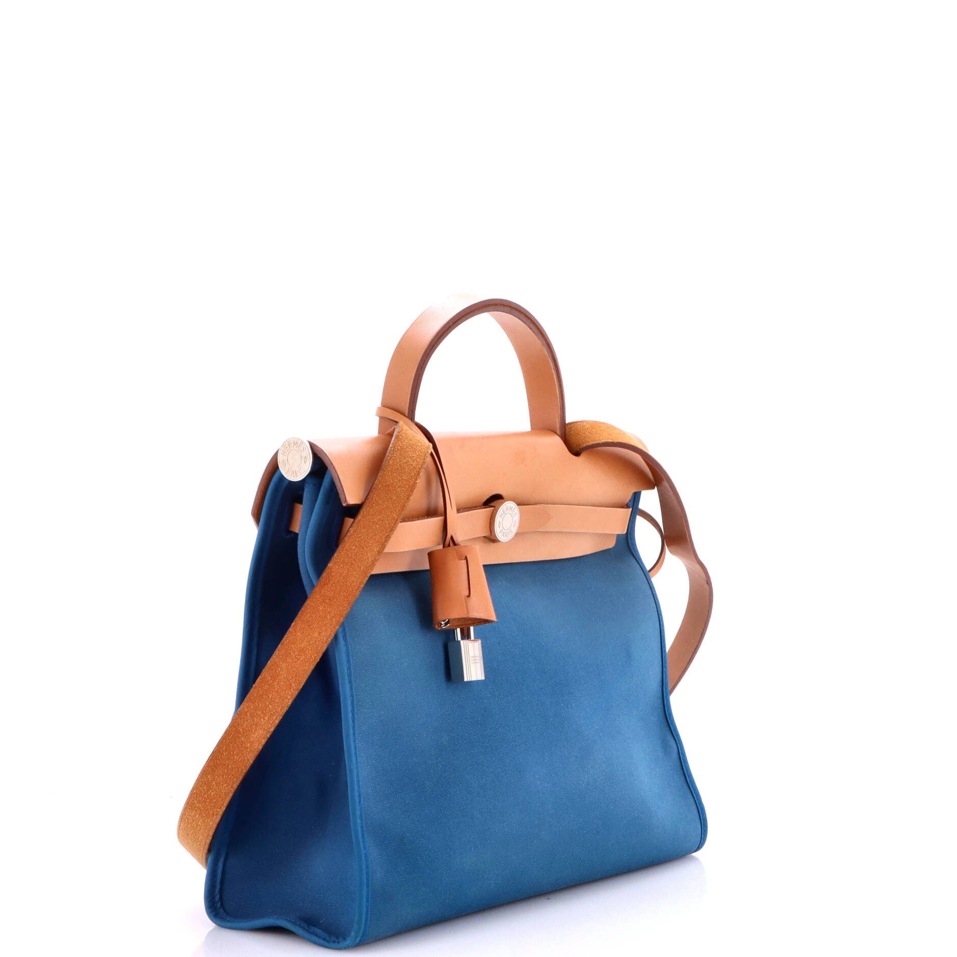 Herbag Zip Leather and Toile 31, Alternate, color, Blue