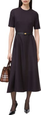 Burberry Belted Check Wool Dress