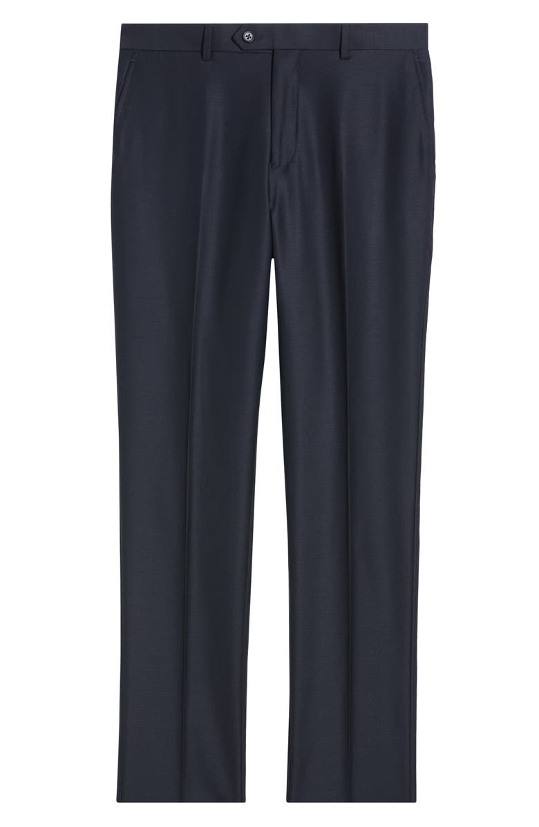 ZANETTI Slim Fit Flat Front Navy Wool Dress Pants, Alternate, color, Navy