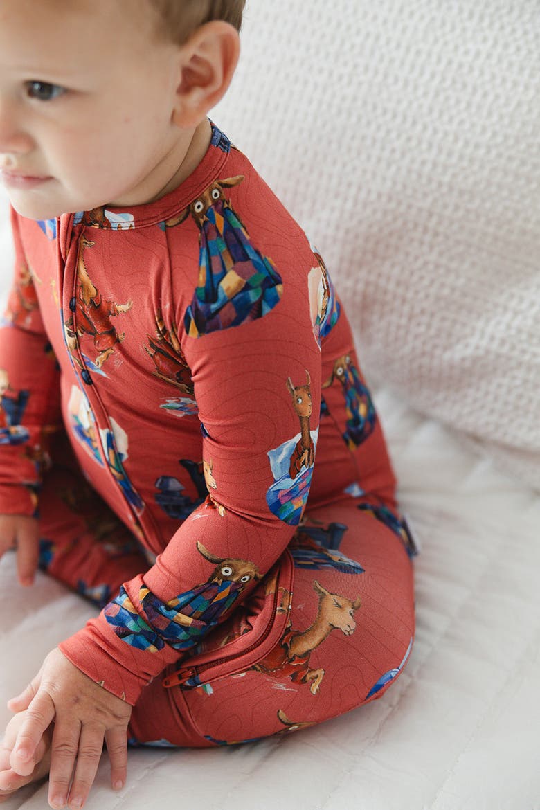Llama Llama Red Pajama Double Zipper Convertible Romper, Alternate, color, Red