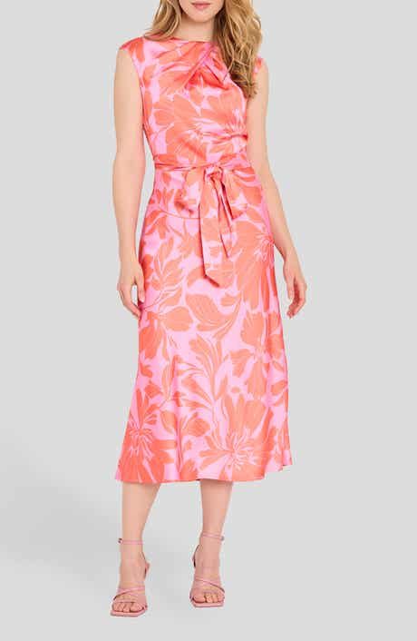 Floral Cross Neck Sleeveless Midi Dress