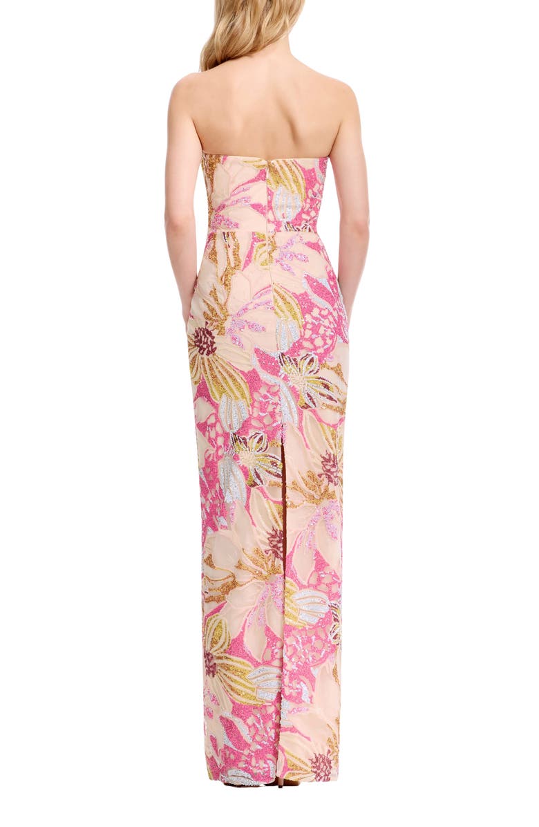 Dress the Population Vada Sequin Floral Strapless Gown, Alternate, color, 