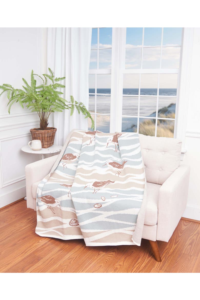 Beach Tides Sandpipers Woven Knit Throw Blanket 50" x 60", Alternate, color, Brown