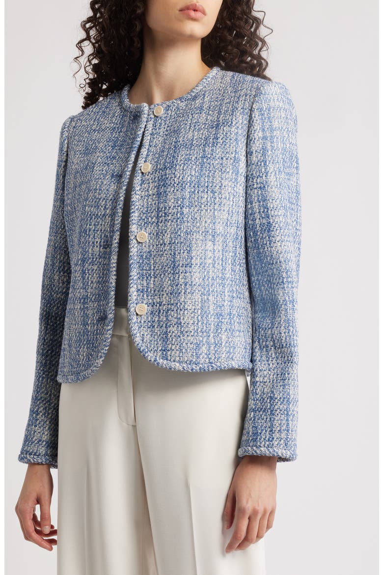 Cotton Tweed Collarless Jacket, Alternate, color, BLUE MULTI