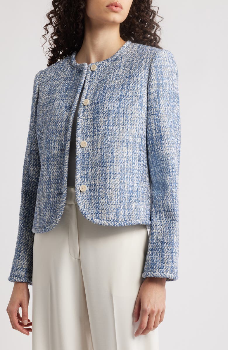 Theory Cotton Tweed Collarless Jacket, Alternate, color,