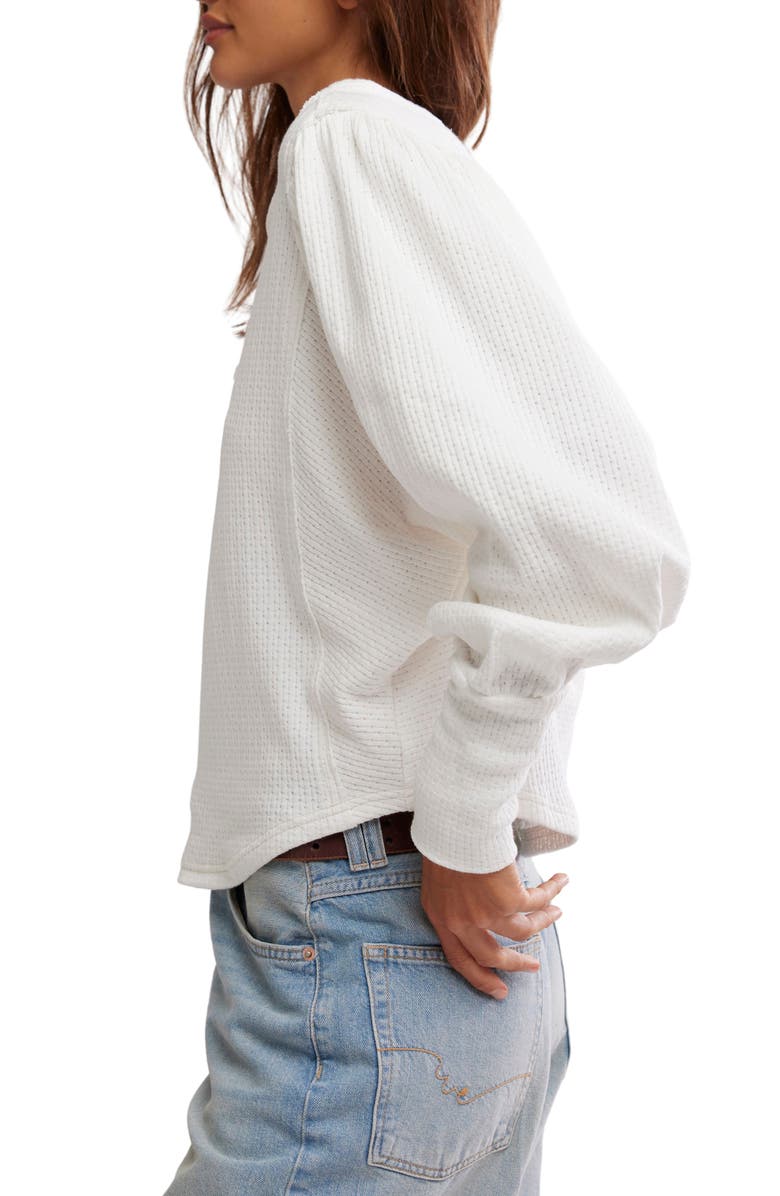 Free People Quinn Rib Henley Top, Alternate, color, Ivory