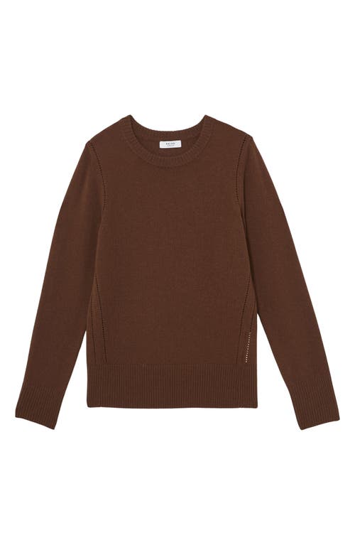 Reiss Anya Pointelle Accent Crewneck Sweater In Brown