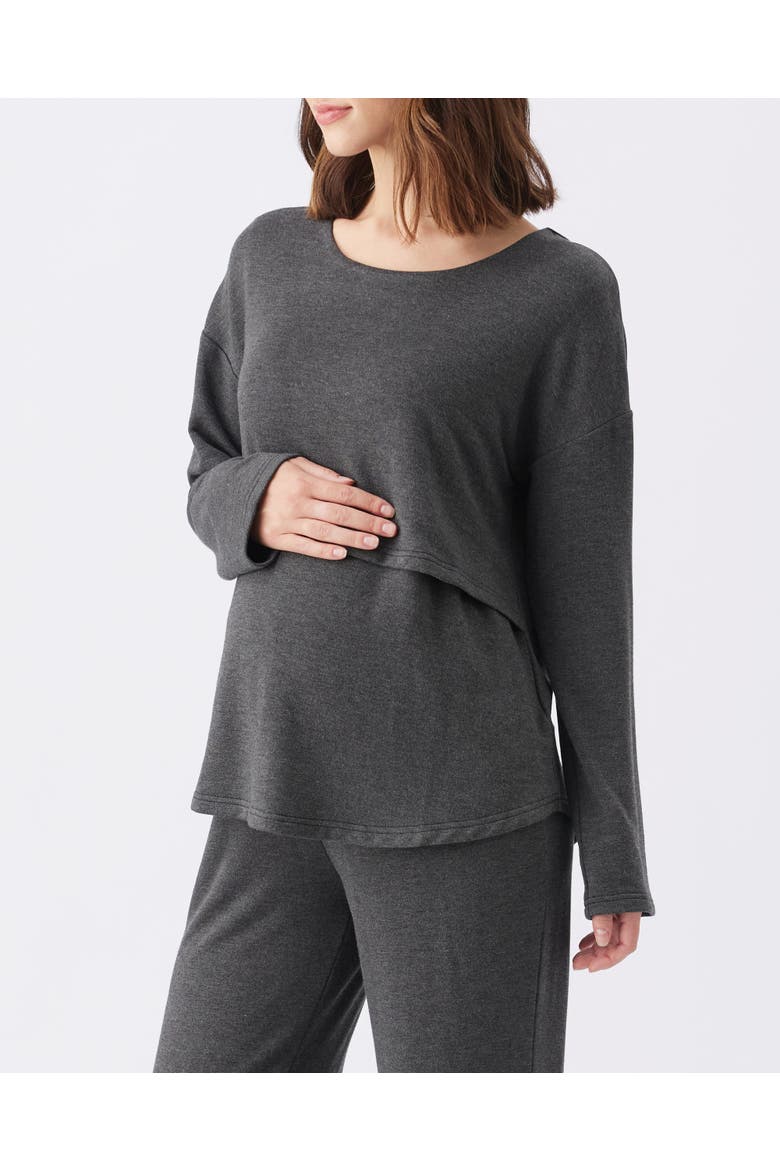 Super Soft Nursing Top, Main, color, Charcoal Marle